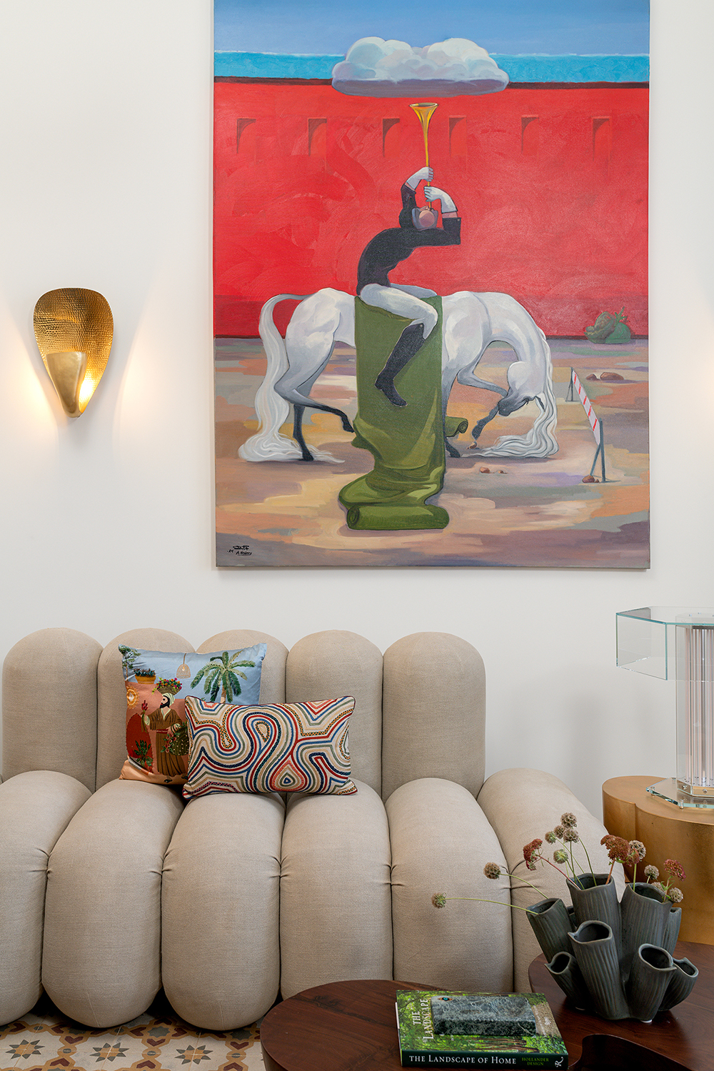 Living room area at Maison Dada Guesthouse in Beirut photographed by Walid Rashid