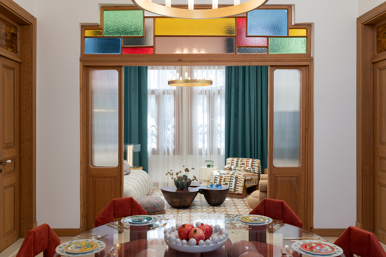 Living room area at Maison Dada Guesthouse in Beirut photographed by Walid Rashid