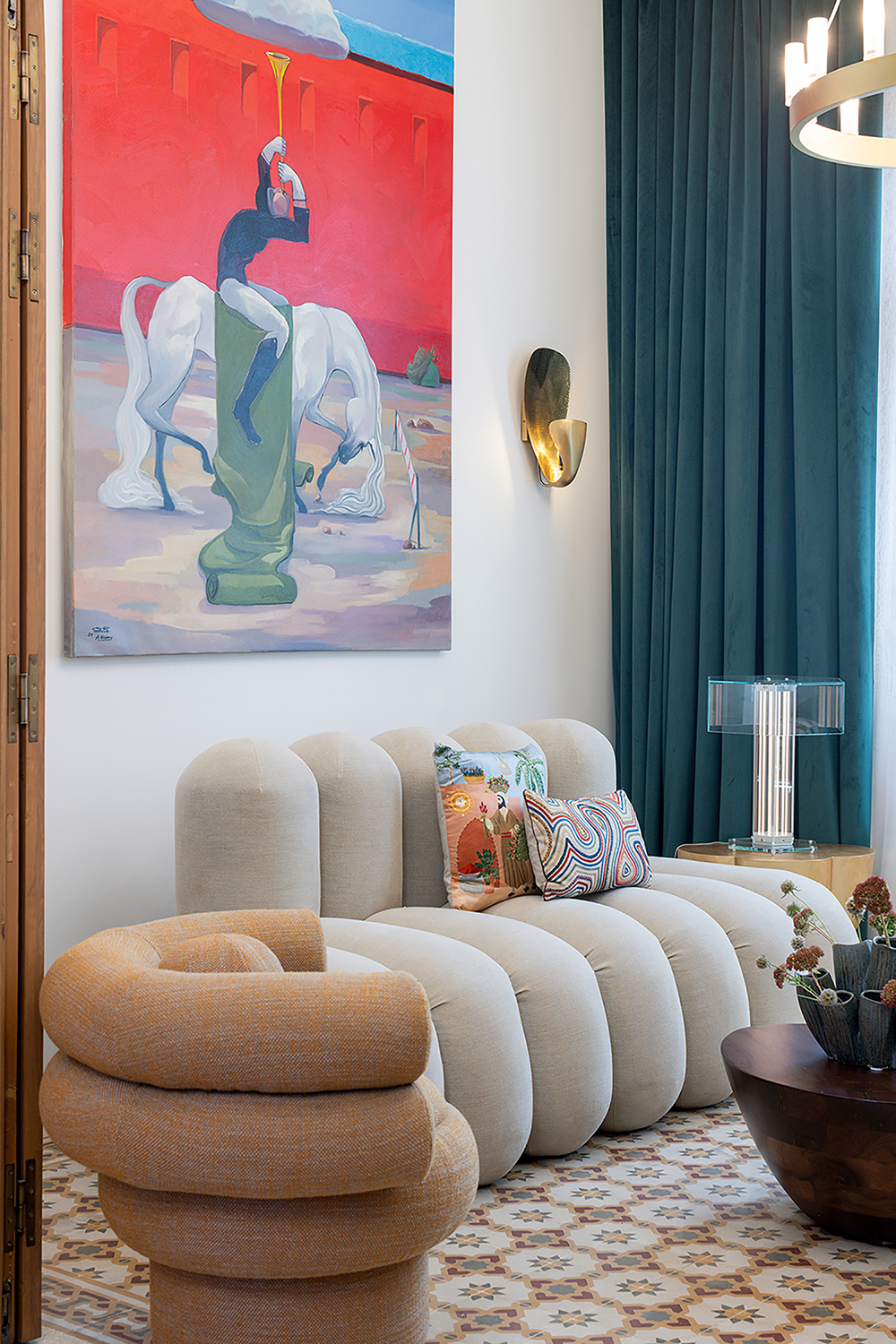 Living room area at Maison Dada Guesthouse in Beirut photographed by Walid Rashid