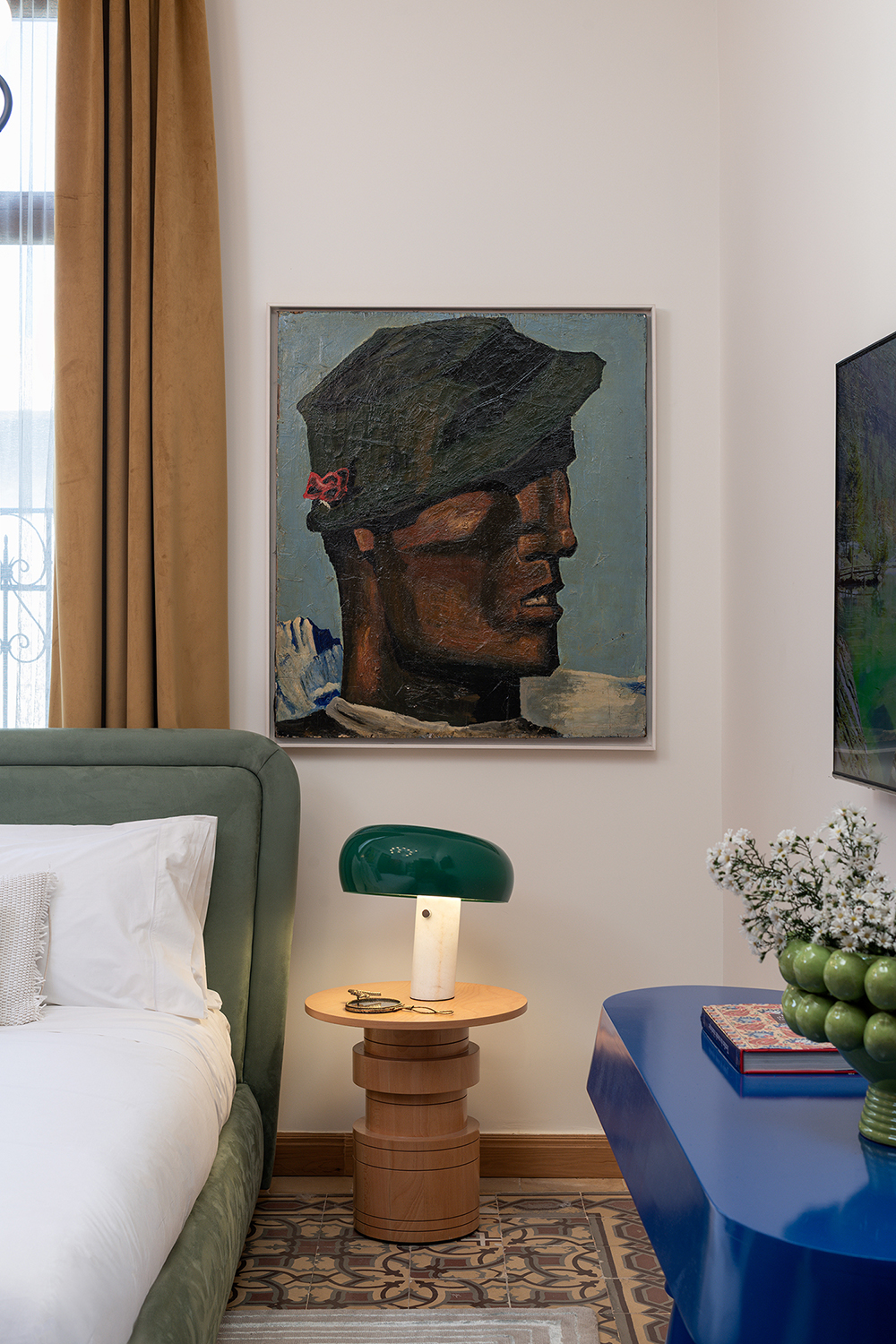 Bedroom detail at Maison Dada Guesthouse in Beirut photographed by Walid Rashid