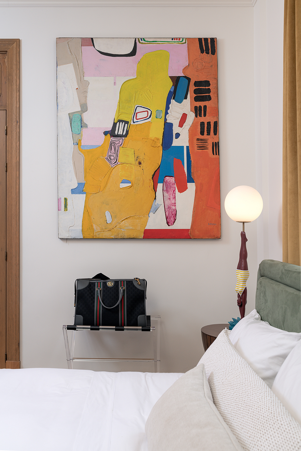 Bedroom detail at Maison Dada Guesthouse in Beirut photographed by Walid Rashid